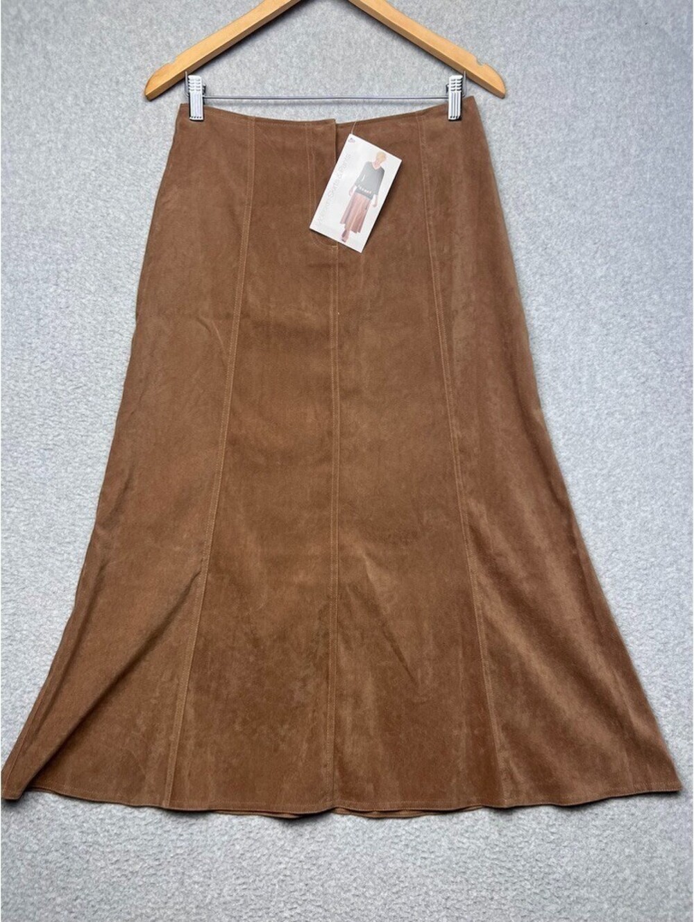 Vintage White Stag Brown Suede Skirt 6P Dark Academia Boho Western Midi Minimal